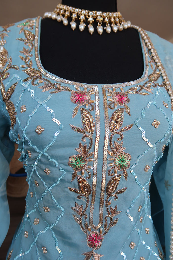Baby Blue sharara suit