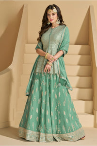 Pista Green Georgette Lehenga