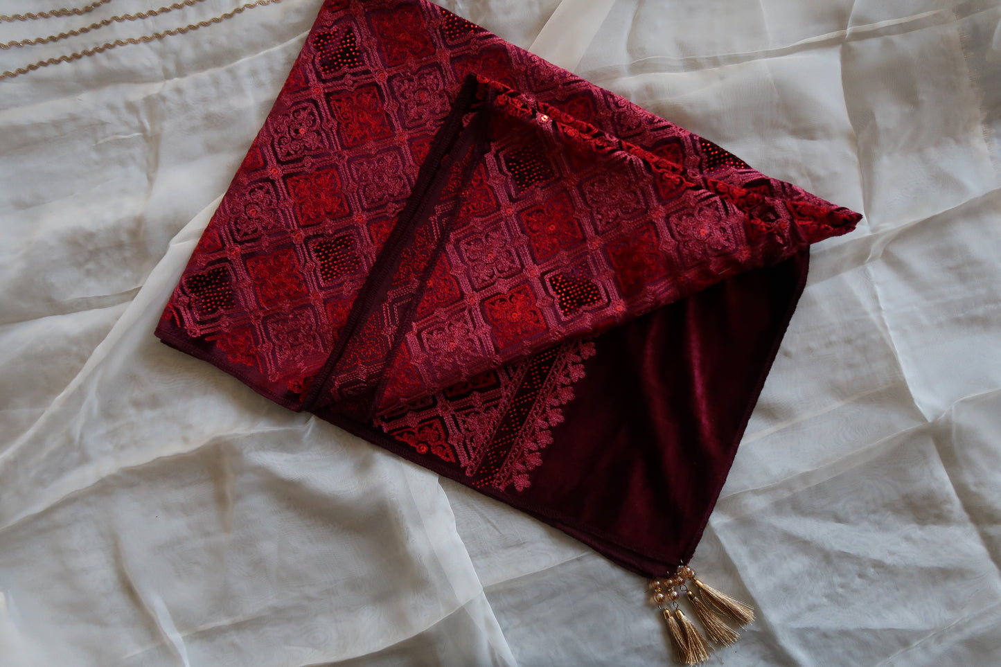 Red & Pink Velvet Shawl