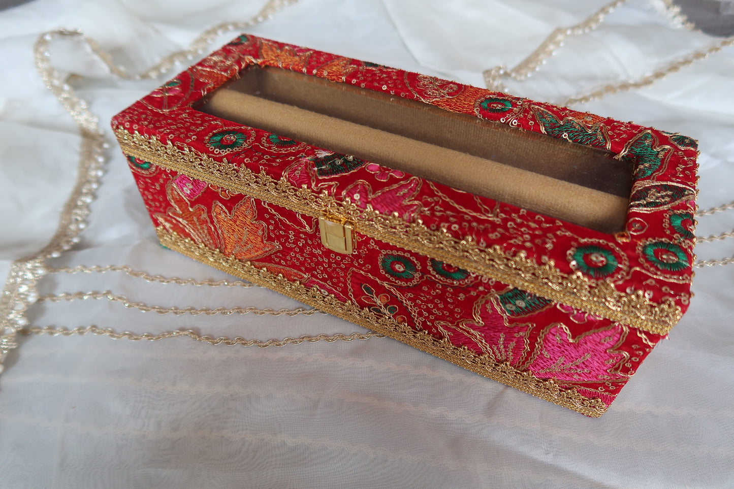 Floral Red Bridal Chura Box