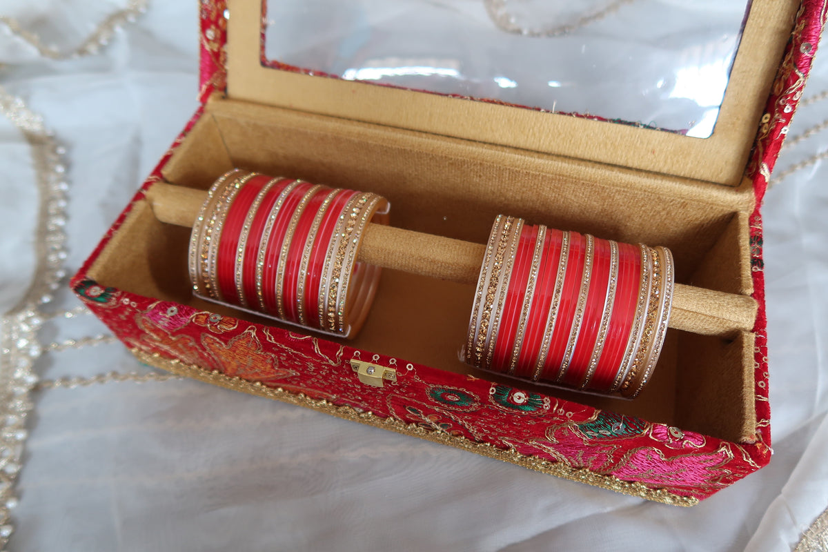 Floral Red Bridal Chura Box