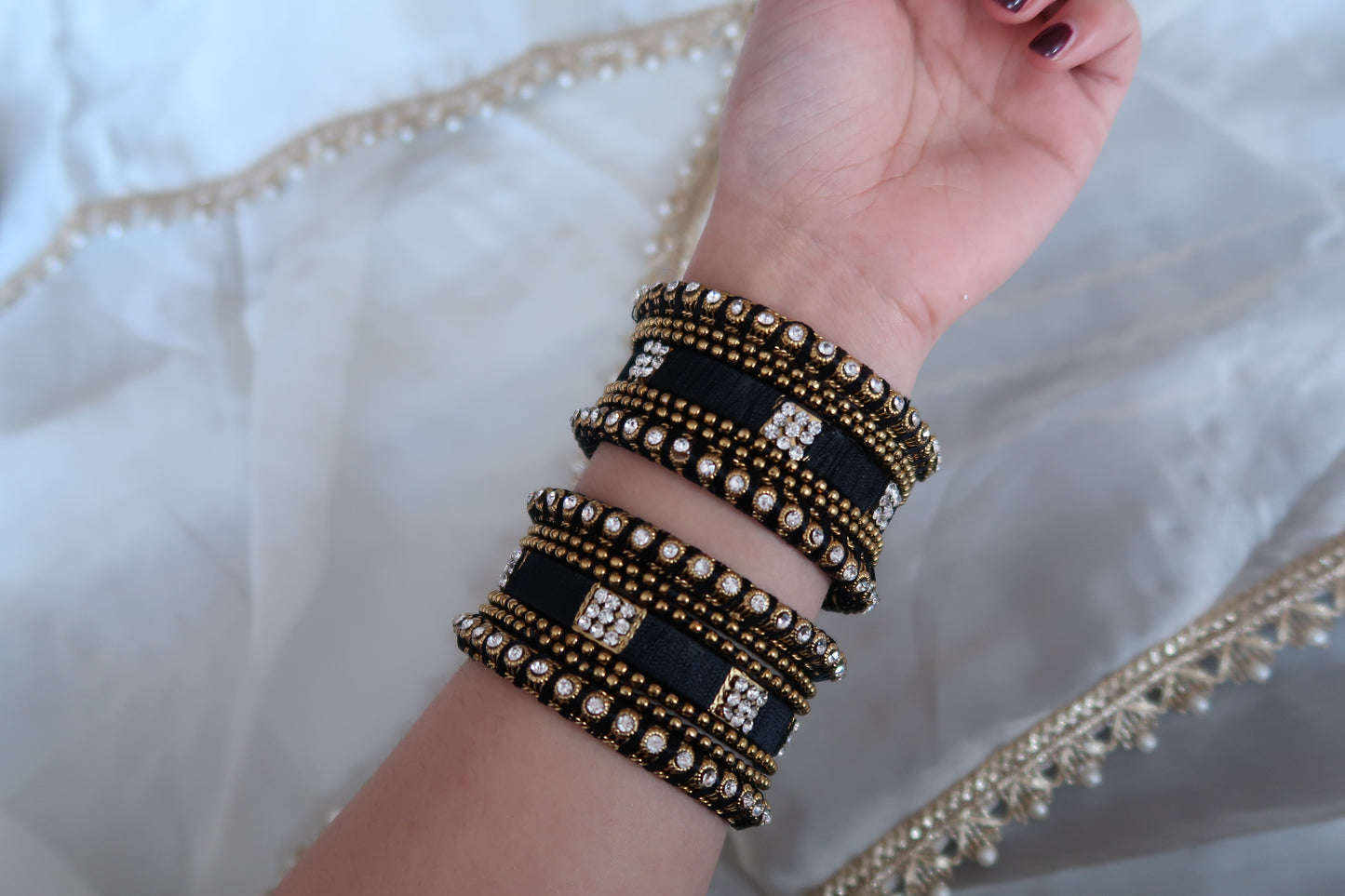 Black Threaded Bangles