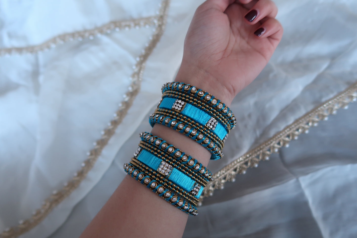 Firozi Threaded Bangles