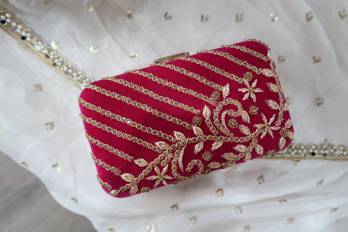 Velvet Magenta Clutch