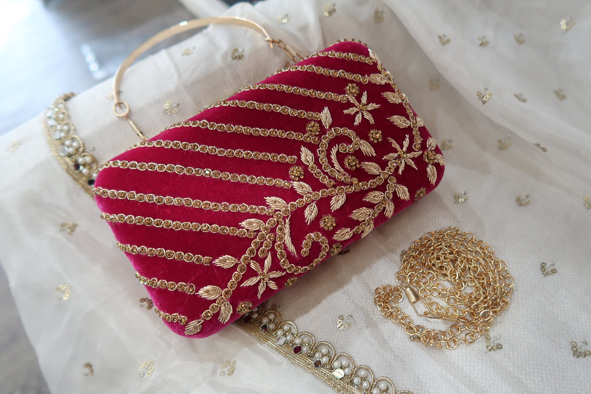 Velvet Magenta Clutch