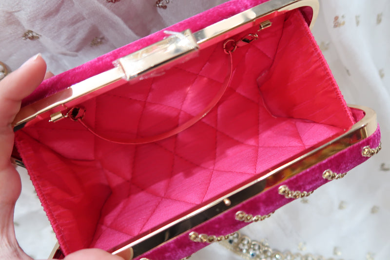 Velvet Magenta Clutch