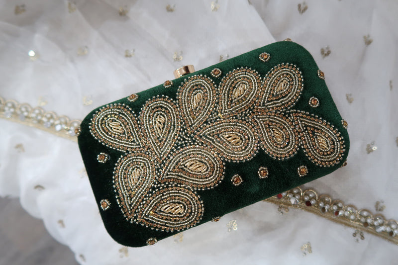 Velvet Green Clutch