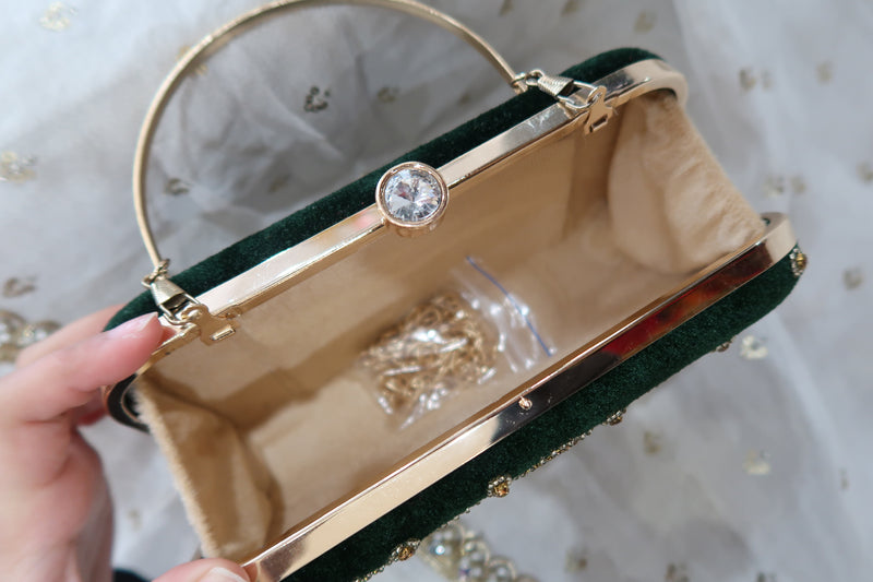 Velvet Green Clutch