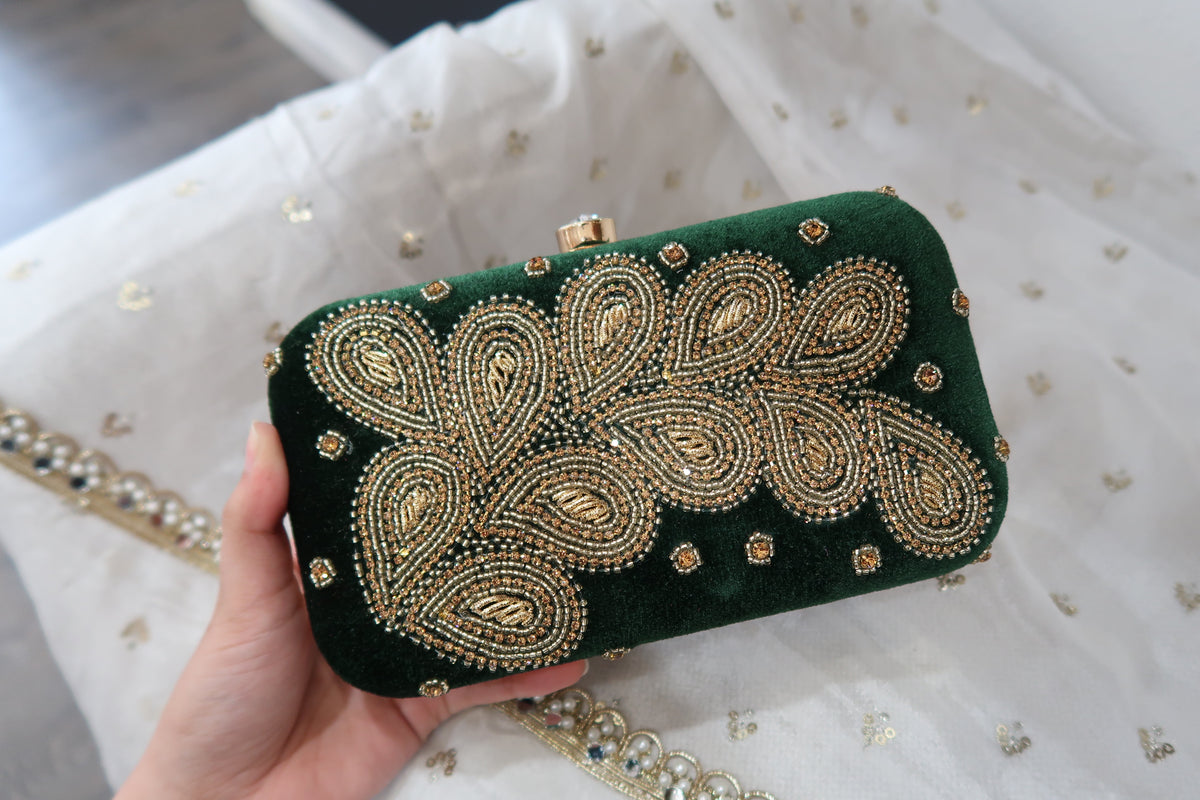 Velvet Green Clutch