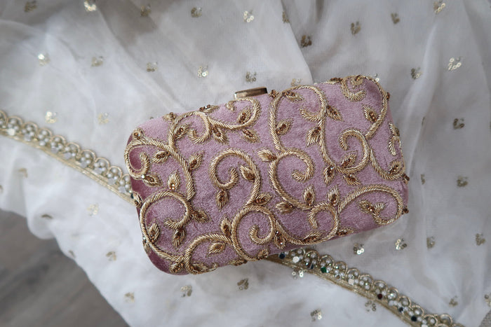 Mauve Velvet Clutch