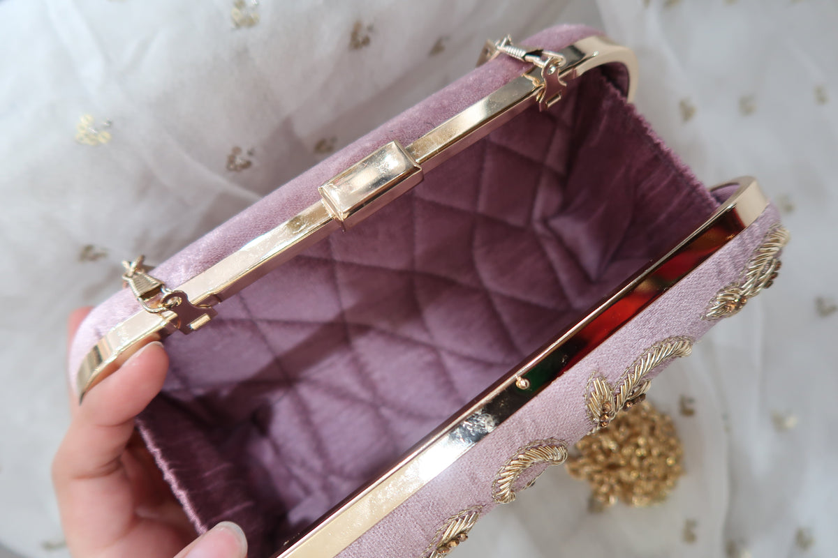 Mauve Velvet Clutch