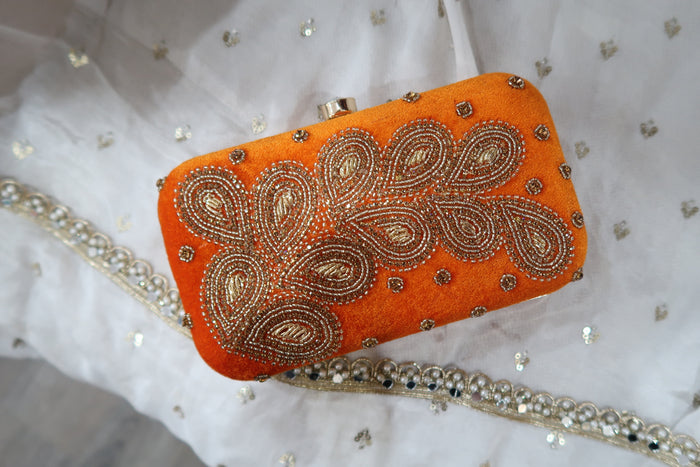 Orange Velvet Clutch