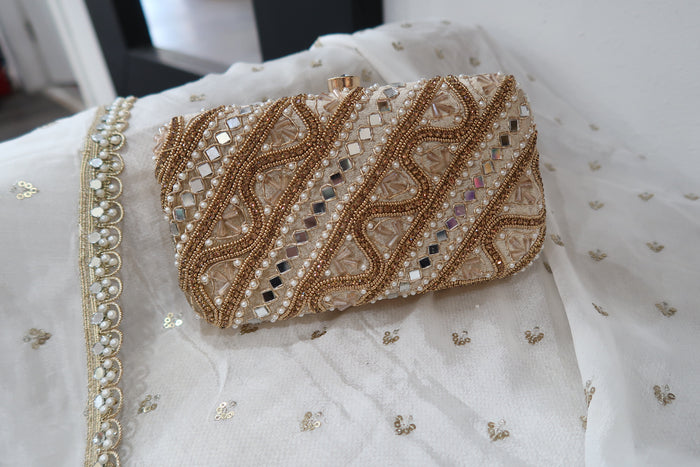 Beige/Gold Clutch