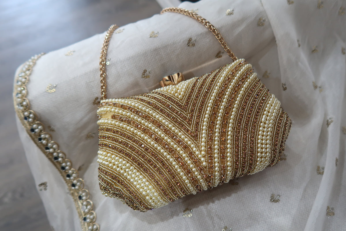 Beaded Gold Chain Bag