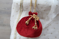 Velvet Maroon Potli Bag