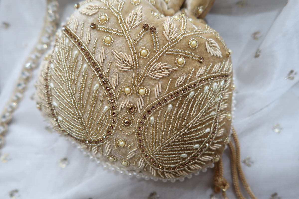 Velvet Gold Potli Bag