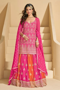 Hot Pink and Orange Lehenga