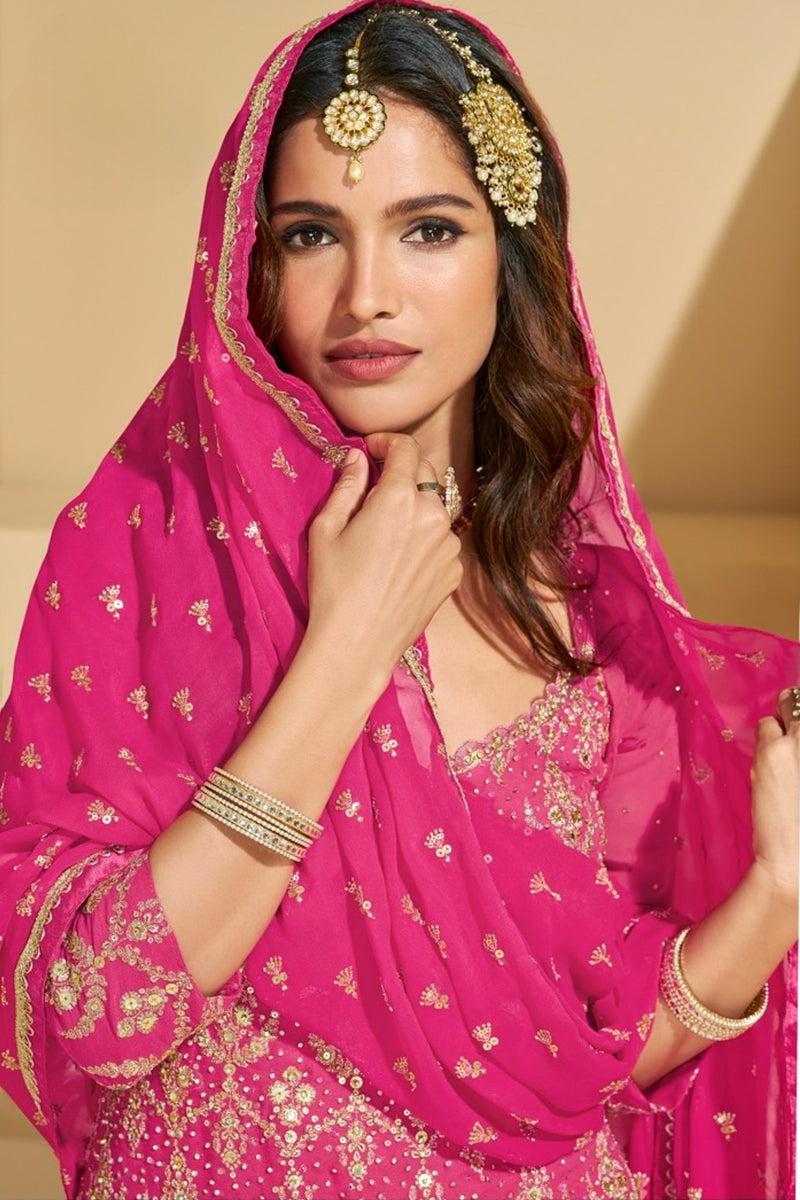 Hot Pink and Orange Lehenga