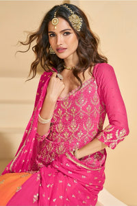 Hot Pink and Orange Lehenga