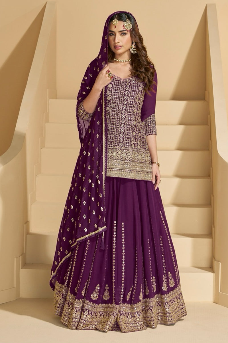 Purple Georgette Lehenga