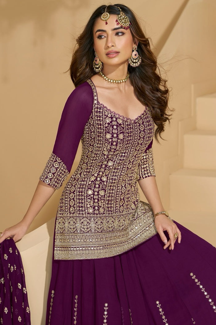 Purple Georgette Lehenga